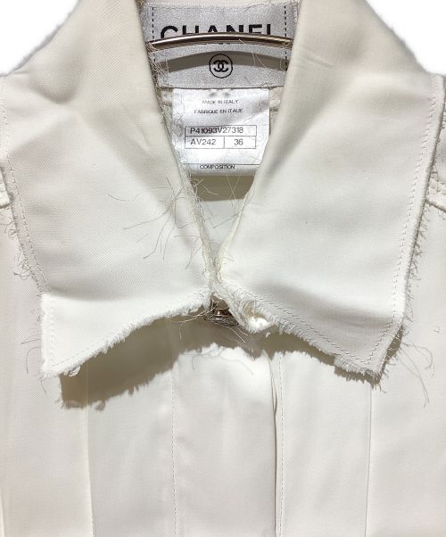 CHANEL（シャネル）CHANEL (シャネル) カットオフプリーツシャツワンピース ホワイト サイズ:36の古着・服飾アイテム
