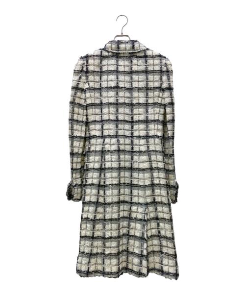 CHANEL（シャネル）CHANEL (シャネル) ココボタン ラメ糸 ツイード コート ホワイト×ブラック サイズ:38の古着・服飾アイテム