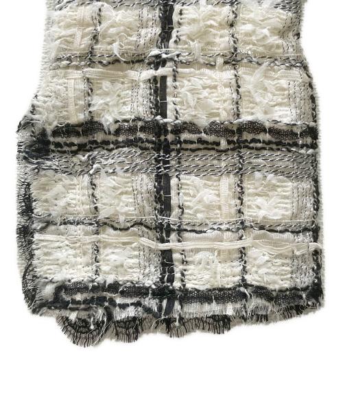CHANEL（シャネル）CHANEL (シャネル) ココボタン ラメ糸 ツイード コート ホワイト×ブラック サイズ:38の古着・服飾アイテム