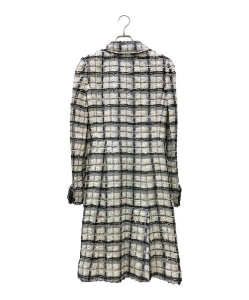 CHANEL（シャネル）CHANEL (シャネル) ココボタン ラメ糸 ツイード コート ホワイト×ブラック サイズ:38の古着・服飾アイテム