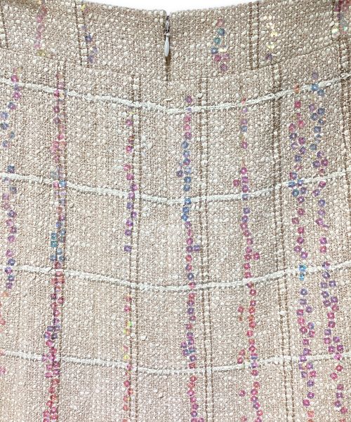 CHANEL（シャネル）CHANEL (シャネル) ツイードスパンコールスカート ベージュ サイズ:40の古着・服飾アイテム