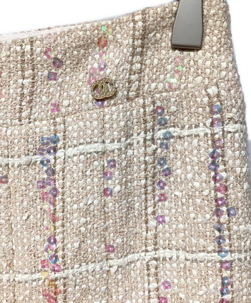 CHANEL（シャネル）CHANEL (シャネル) ツイードスパンコールスカート ベージュ サイズ:40の古着・服飾アイテム