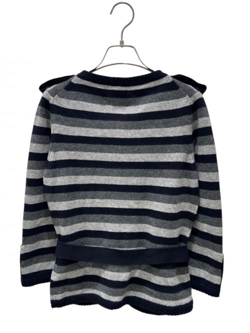 CHANEL（シャネル）CHANEL (シャネル) ボーダー カシミヤ カーディガン ブラック×グレー サイズ:38の古着・服飾アイテム