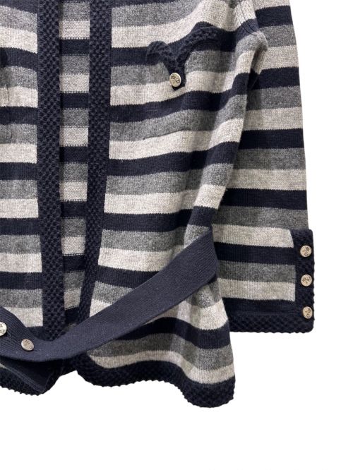 CHANEL（シャネル）CHANEL (シャネル) ボーダー カシミヤ カーディガン ブラック×グレー サイズ:38の古着・服飾アイテム