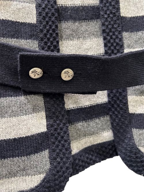 CHANEL（シャネル）CHANEL (シャネル) ボーダー カシミヤ カーディガン ブラック×グレー サイズ:38の古着・服飾アイテム