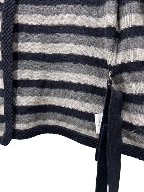 CHANEL（シャネル）CHANEL (シャネル) ボーダー カシミヤ カーディガン ブラック×グレー サイズ:38の古着・服飾アイテム