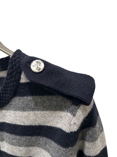 CHANEL（シャネル）CHANEL (シャネル) ボーダー カシミヤ カーディガン ブラック×グレー サイズ:38の古着・服飾アイテム