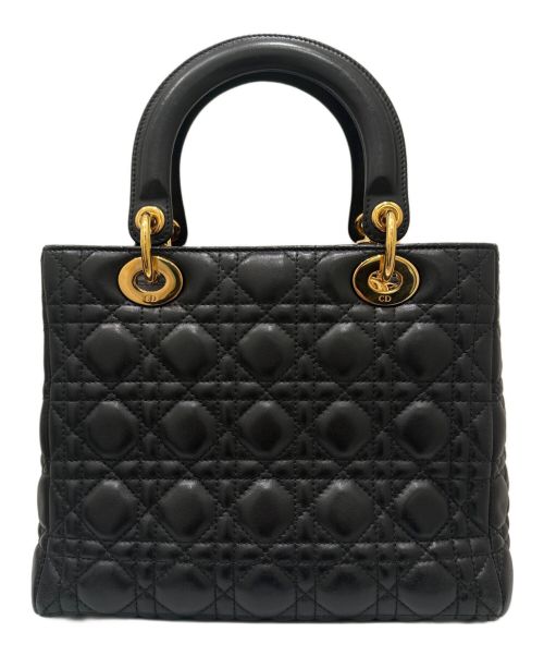 Christian Dior（クリスチャン ディオール）Christian Dior (クリスチャン ディオール) レディディオール ミディアム ブラック×ゴールド サイズ:ミディアムの古着・服飾アイテム