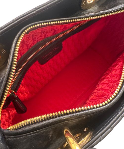 Christian Dior（クリスチャン ディオール）Christian Dior (クリスチャン ディオール) レディディオール ミディアム ブラック×ゴールド サイズ:ミディアムの古着・服飾アイテム