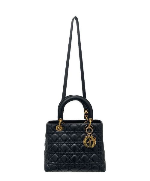 Christian Dior（クリスチャン ディオール）Christian Dior (クリスチャン ディオール) レディディオール ミディアム ブラック×ゴールド サイズ:ミディアムの古着・服飾アイテム