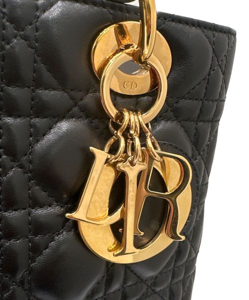 Christian Dior（クリスチャン ディオール）Christian Dior (クリスチャン ディオール) レディディオール ミディアム ブラック×ゴールド サイズ:ミディアムの古着・服飾アイテム