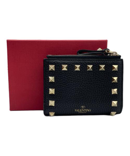 VALENTINO（ヴァレンティノ）VALENTINO (ヴァレンティノ) スタッズコンパクトウォレット ブラックの古着・服飾アイテム