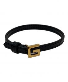 GUCCI（グッチ）の古着「Gプレートブレスレット」｜ブラック×ゴールド