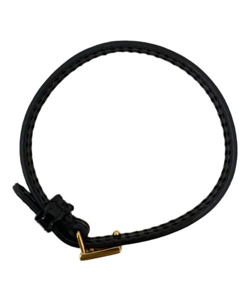 GUCCI（グッチ）GUCCI (グッチ) Gプレートブレスレット ブラック×ゴールドの古着・服飾アイテム