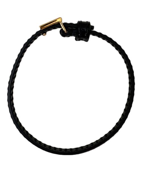 GUCCI（グッチ）GUCCI (グッチ) Gプレートブレスレット ブラック×ゴールドの古着・服飾アイテム