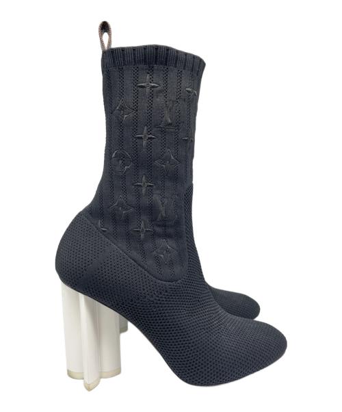 LOUIS VUITTON（ルイ ヴィトン）LOUIS VUITTON (ルイ ヴィトン) シルエット・ライン アンクルブーツ ブラック サイズ:37の古着・服飾アイテム