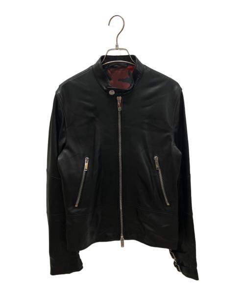 VALENTINO（ヴァレンティノ）VALENTINO (ヴァレンティノ) レザージャケット ブラック サイズ:46の古着・服飾アイテム