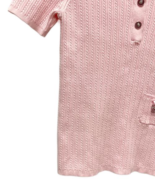 CHANEL（シャネル）CHANEL (シャネル) サマーニット/ココマーク半袖リブサマーニット ライトピンク サイズ:38の古着・服飾アイテム