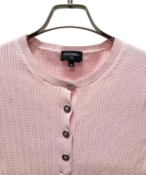 CHANEL（シャネル）CHANEL (シャネル) サマーニット/ココマーク半袖リブサマーニット ライトピンク サイズ:38の古着・服飾アイテム