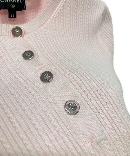 CHANEL（シャネル）CHANEL (シャネル) サマーニット/ココマーク半袖リブサマーニット ライトピンク サイズ:38の古着・服飾アイテム