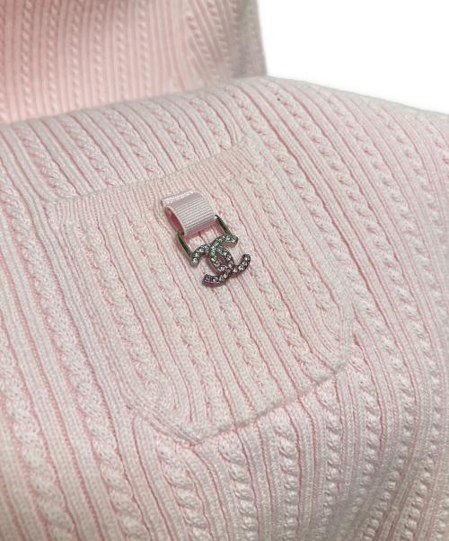 CHANEL（シャネル）CHANEL (シャネル) サマーニット/ココマーク半袖リブサマーニット ライトピンク サイズ:38の古着・服飾アイテム