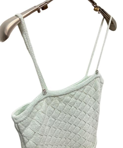 CHANEL（シャネル）CHANEL (シャネル) P75 Chanel Cotton Dress シャネル コットン ドレス マトラッセ キャミソールワンピース ライトグリーン サイズ:40の古着・服飾アイテム