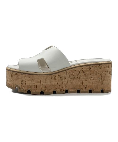 HERMES（エルメス）HERMES (エルメス) コルクサンダル ホワイト×ブラウン サイズ:37の古着・服飾アイテム