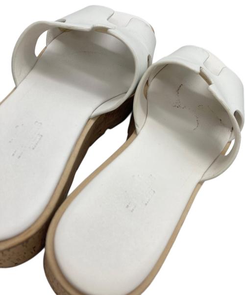 HERMES（エルメス）HERMES (エルメス) コルクサンダル ホワイト×ブラウン サイズ:37の古着・服飾アイテム