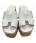 中古・古着 HERMES (エルメス) コルクサンダル ホワイト×ブラウン サイズ:37：77000円