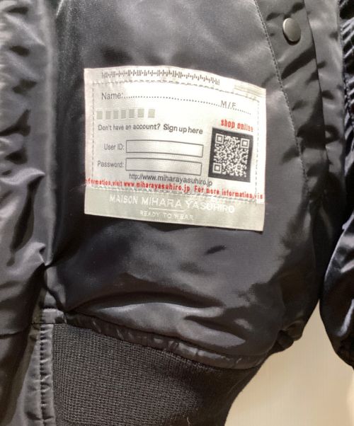 MIHARA YASUHIRO（ミハラヤスヒロ）MIHARA YASUHIRO (ミハラヤスヒロ) 24AW HUGE FLIGHT JACKET（ヒュージフライトジャケット） ブラック サイズ:44の古着・服飾アイテム