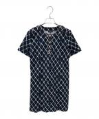 CHANELシャネル）の古着「ココマーク ノーカラーロングシャツ」｜ネイビー