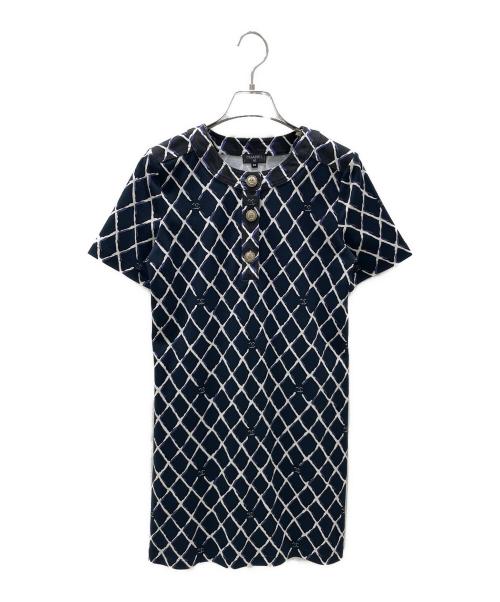 CHANEL（シャネル）CHANEL (シャネル) ココマーク ノーカラーロングシャツ ネイビー サイズ:34の古着・服飾アイテム