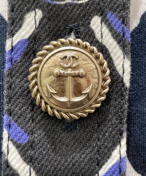 CHANEL（シャネル）CHANEL (シャネル) ココマーク ノーカラーロングシャツ ネイビー サイズ:34の古着・服飾アイテム