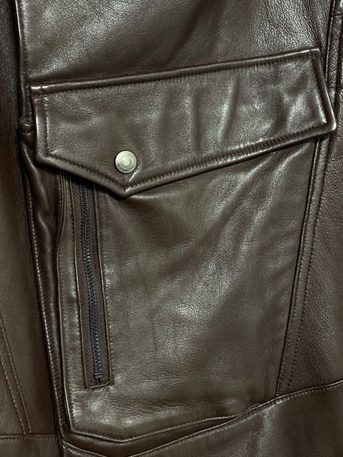 WHITE MOUNTAINEERING（ホワイトマウンテ二アニング）WHITE MOUNTAINEERING (ホワイトマウンテ二アニング) Schott (ショット) SHEEP LEATHER RIDER'S JACKET ブラウン サイズ:XXLの古着・服飾アイテム
