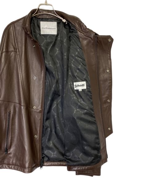 WHITE MOUNTAINEERING（ホワイトマウンテ二アニング）WHITE MOUNTAINEERING (ホワイトマウンテ二アニング) Schott (ショット) SHEEP LEATHER RIDER'S JACKET ブラウン サイズ:XXLの古着・服飾アイテム