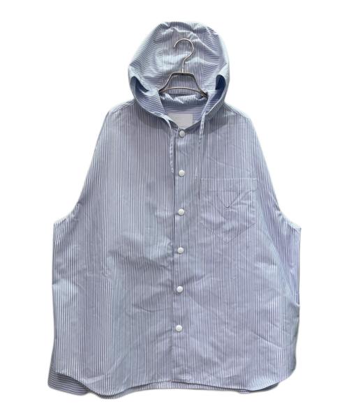 PRADA（プラダ）PRADA (プラダ) フーディー パーカー シャツ ブルー×ホワイト サイズ:Mの古着・服飾アイテム