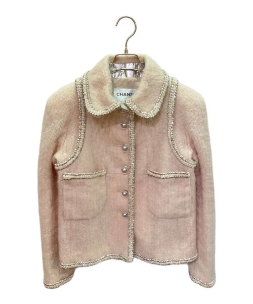CHANEL（シャネル）CHANEL (シャネル) モヘア混 ツイードジャケット ピンク サイズ:38の古着・服飾アイテム