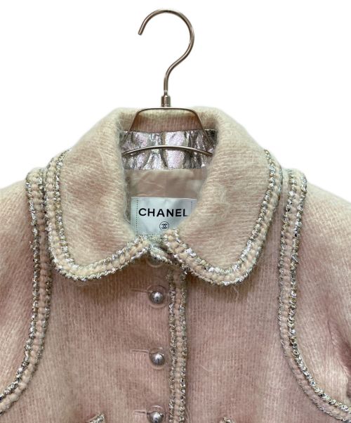 CHANEL（シャネル）CHANEL (シャネル) モヘア混 ツイードジャケット ピンク サイズ:38の古着・服飾アイテム