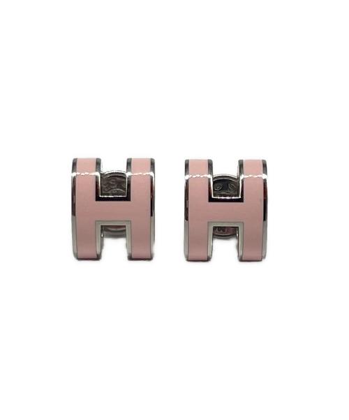 HERMES（エルメス）HERMES (エルメス) ポップアッシュ Hミニ ピアス サーモンピンク×シルバー サイズ:MINI/ミニの古着・服飾アイテム