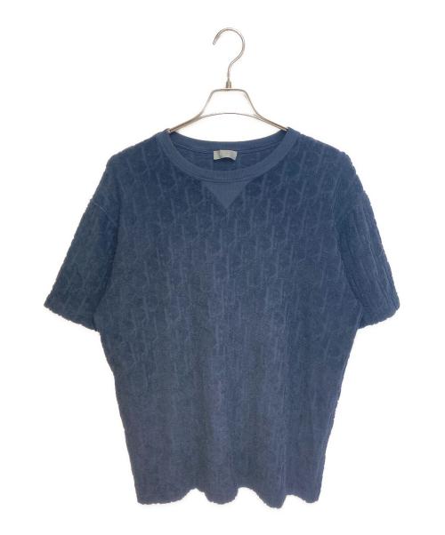 Dior（ディオール）Dior (ディオール) オブリーク テリーコットン ジャカードTシャツ ネイビー サイズ:Ｌの古着・服飾アイテム