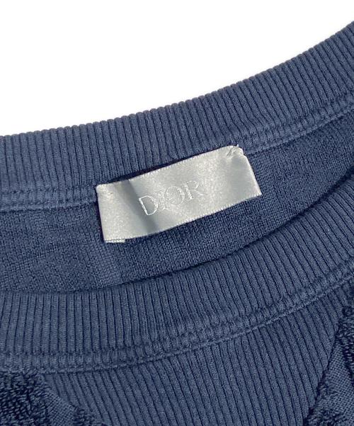 Dior（ディオール）Dior (ディオール) オブリーク テリーコットン ジャカードTシャツ ネイビー サイズ:Ｌの古着・服飾アイテム