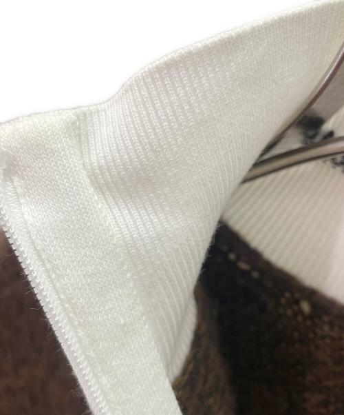 PRADA（プラダ）PRADA (プラダ) ウールカシミヤ ハイネックニット ブラウン×ホワイト サイズ:38の古着・服飾アイテム