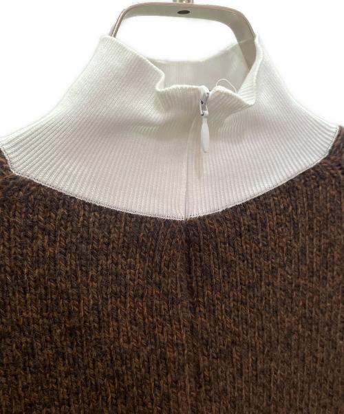 PRADA（プラダ）PRADA (プラダ) ウールカシミヤハイネックニット ブラウン×ホワイト サイズ:38の古着・服飾アイテム