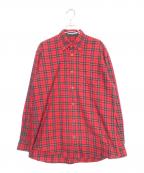 BALENCIAGAバレンシアガ）の古着「バックロゴ ロングスリーブチェックシャツ」｜レッド