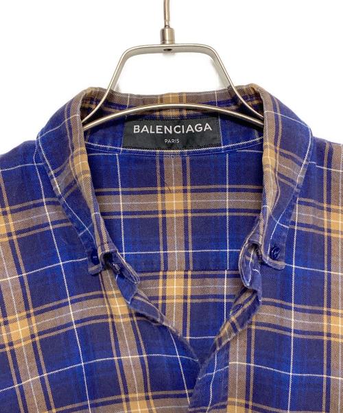 BALENCIAGA（バレンシアガ）BALENCIAGA (バレンシアガ) バックロゴ ロングスリーブチェックシャツ ブルー サイズ:37の古着・服飾アイテム