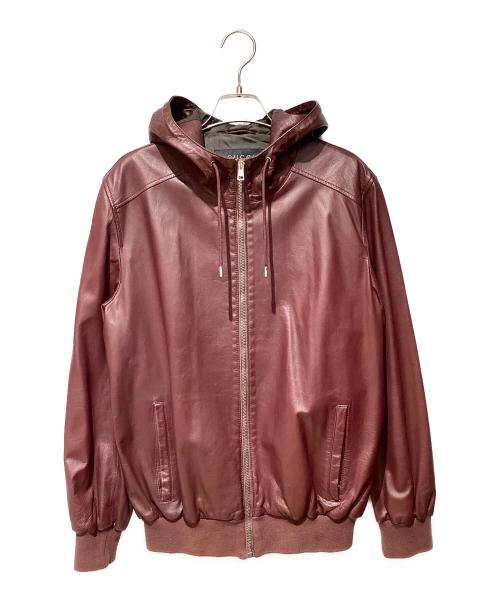 GUCCI（グッチ）GUCCI (グッチ) フード付きレザージャケット ボルドー サイズ:50の古着・服飾アイテム