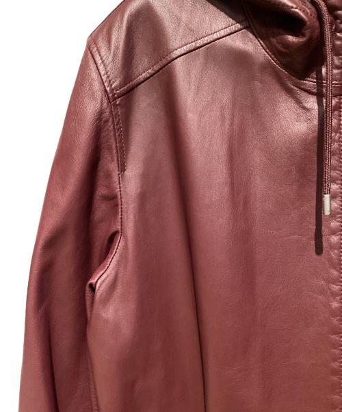 GUCCI（グッチ）GUCCI (グッチ) フード付きレザージャケット ボルドー サイズ:50の古着・服飾アイテム