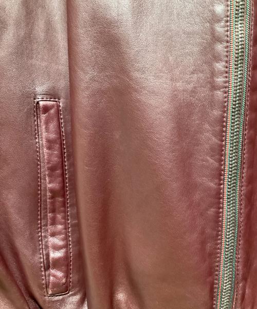 GUCCI（グッチ）GUCCI (グッチ) フード付きレザージャケット ボルドー サイズ:50の古着・服飾アイテム