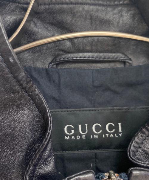 GUCCI（グッチ）GUCCI (グッチ) シングルライダースジャケット ネイビー サイズ:48の古着・服飾アイテム