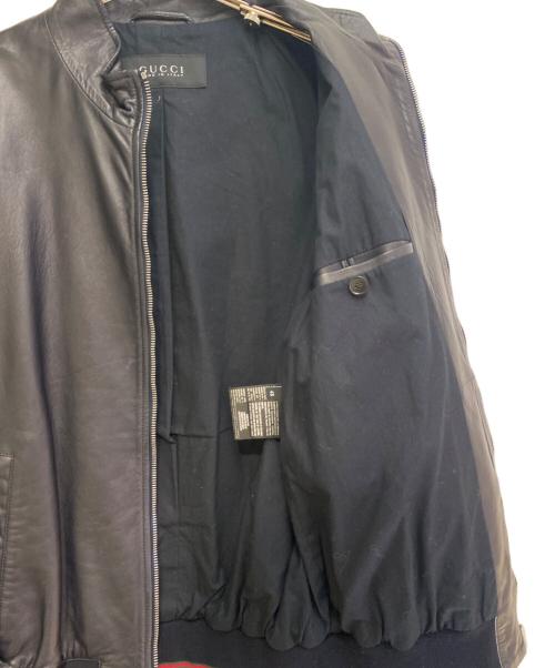 GUCCI（グッチ）GUCCI (グッチ) シングルライダースジャケット ネイビー サイズ:48の古着・服飾アイテム